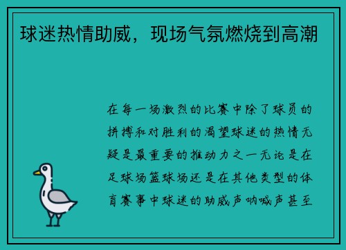 球迷热情助威,现场气氛燃烧到高潮